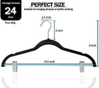 GVTECH Velvet Hangers with Clips, [24 Pack] Metal Clip Hangers for Pants - Notched Velvet Skirt Hangers for Pants, Skirts, Suit, Dresses & Shirts 360° Swivel Hook - Non Slip Felt Hangers (Black) - Image 2