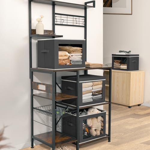 Homsorout Stackable Storage Bins with Lids - Large Storage Box with Lids, Foldable Closet Boxes for Organizing, Wardrobe Clothes Organizer with Window, Cubes Bins for Living Room, 4 Pack, Dark Grey - Image 6
