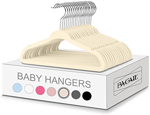 BAGAIL 50 Pack Kids Velvet Hangers 11 Inches Children's Clothes Hangers Non-Slip Baby Hangers for Infant/Toddler (Ivory) by BAGAIL