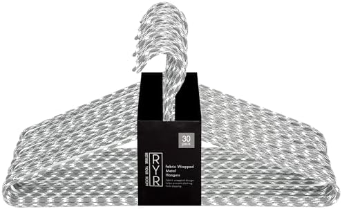 Clothes Hangers 30 Pack – Space Saving Fabric & Metal Hangers, Non-Slip Pant & Coat Hangers, Room Essentials, Closet, Durable Wardrobe Storage for Shirts, Suits & Pants – Grey/White - Image 7