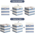 13 x 13 x 13 Inch Linen Stripe Storage Cubes for Home Organizing, Pack of 4 - Image 4