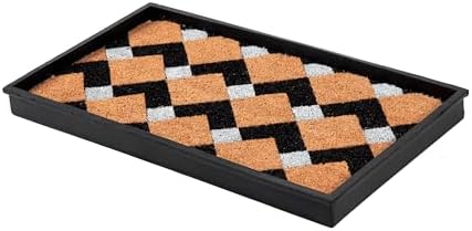 Anji Mountain Heavy Duty Waterproof Rubber Shoe Storage Mat Organizer/Boot Storage Multi Use for Entryway with Coir, Tan and Ivory Insert, Fits 2 Pair (24.5" Wide) by AnjiMountain