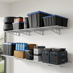 FLEXIMOUNTS 4-Pack 2x4ft Wall Shelf Garage Storage Rack Wall Mounted, White by FLEXIMOUNTS