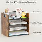 Desk Organizer, 4 Tier Desktop File Organizer and Paper Tray Organizer, Office Desk Accessories for Mail, Documents, Papers, Notebooks and Home Office Storage - Image 2
