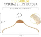 TOPIA HANGER Slim Natural Wood Hangers with Extra Soft Non-Slip Rubber Grips, 30-Pack High-Grade Fashion Hanger No Shoulder Bump for Sweaters, Hoodies, Jacket, Dress, Coat -CT15N30 - Image 2