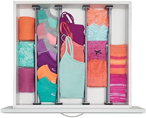 mDesign Expandable Dresser Drawer Divider with Foam Ends, Drawer Divider Locks in Place, Separators for Clothing and Accessories in Closet or Dresser Drawer, Ligne Collection, 4 Pack, Gray/Black - Image 7