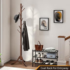 Coat Rack Freestanding, Coat Stands Entryway, Bamboo Coat Rack Hat Hanger 8 Hook for Jacket, Purse, Scarf Rack, Umbrella Tree Stand (Brown) - Image 5