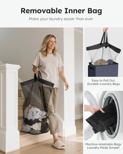SOLEDI 100L Laundry Hamper with Lid, Large Collapsible Laundry Basket - Image 4