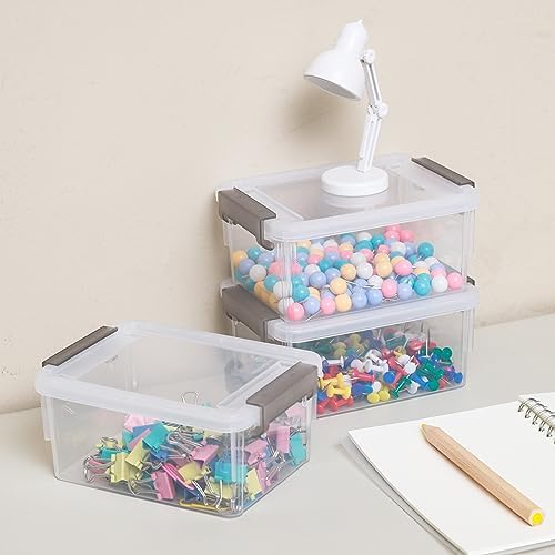 Citylife 0.53 QT 10 Packs Small Storage Bins Plastic Storage Container Stackable Box with Lids for Organizing, Clear White - Image 4