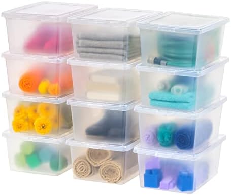 IRIS USA 12-Pack 17 Qt Storage Bins with Lids, Clear, Stackable by IRISUSA