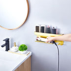 Blow Dryer Holder Wall Mounted Hair Straightener Holder, Blow Dryer and Curling Iron Holder for 7 in 1 Styler Attachments, Hair Dryer Holder, Bathroom Hair Tools Organizer (Gold) - Image 6