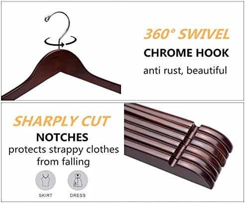 Amber Home 20 Pack Wooden Shirt and Dress Hangers Smooth Walnut Finish - Image 3