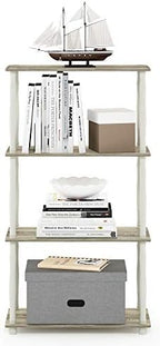 Furinno Turn-N-Tube 4-Tier Multipurpose Shelf Display Rack, Classic Tubes, Sonoma Oak/White - Image 5