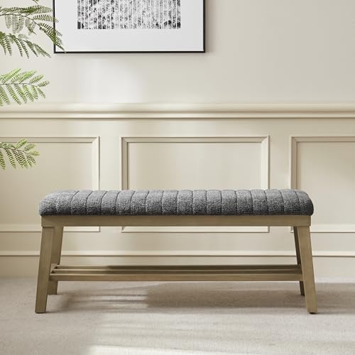VKNOW Entryway Bench, Storage Shoe Bench with Rubberwood Legs, Black - Image 6