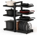 7 Tier Pots and Pans Organizer Under Cabinet, 20.8" Height Heavy Duty Pan Organizer Inside Cabinet, Adjustable Pot Rack Holds 120 Lbs, 15 Lbs Per Layer, for Dutch Oven Cast Iron Cookware & Lids by FVELLIX