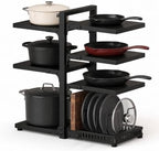 7 Tier Pots and Pans Organizer Under Cabinet, 20.8" Height Heavy Duty Pan Organizer Inside Cabinet, Adjustable Pot Rack Holds 120 Lbs, 15 Lbs Per Layer, for Dutch Oven Cast Iron Cookware & Lids by FVELLIX