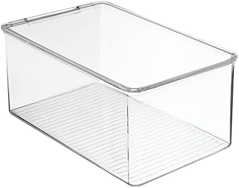 mDesign Stackable Plastic Closet Storage Container Bin Box with Hinge Lid for Organizing Shoes, Booties, Pumps, Sandals, Wedges, Flats, Heels - Lumiere Collection - 4 Pack - Clear - Image 4