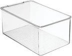 mDesign Stackable Plastic Closet Storage Container Bin Box with Hinge Lid for Organizing Shoes, Booties, Pumps, Sandals, Wedges, Flats, Heels - Lumiere Collection - 4 Pack - Clear - Image 4