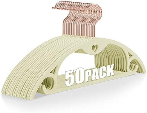 Velvet Hangers Felt Clothes Hangers 50 Pack Ivory by IEOKE