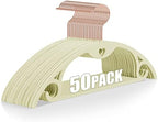 Velvet Hangers Felt Clothes Hangers 50 Pack Ivory by IEOKE