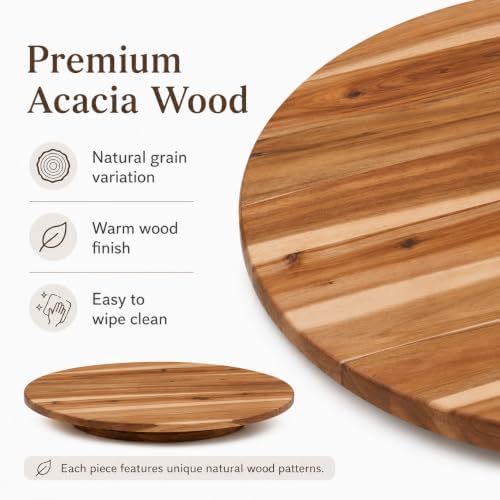 Acacia Wood Lazy Susan Turntable Organizer, 18 Inch - Image 5