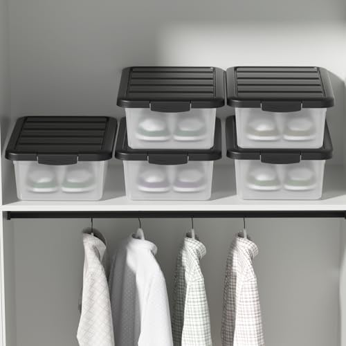 14 L Clear Storage Box with Black Lid, Medium-14 Quart, 2 Packs - Image 4