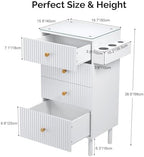 OmySalon Salon Station, Barber Station for Stylist, Hair Storage Cabinet with Glass Top & 4 Drawers & 3 Heat Resistant Tool Holders, For Beauty Spa, Salon, White - Image 6
