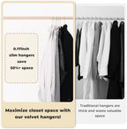 Ivory Velvet Hangers, Stackable Hanger with Non Slip Felt Fabric - Image 3