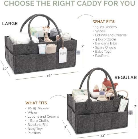 Parker Baby Co. Felt Diaper Caddy Organizer - Large, Charcoal - Image 4