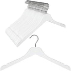 TOPIA HANGER White Wooden Hangers 30 Pack, 0.28 inch Slim Wood Clothes Hanger with Flat Design and Smooth Notches, Lightweight & Durable Space Saving Hangers for Shirt, Coat, Camisole-CT31W by TOPIAHANGER