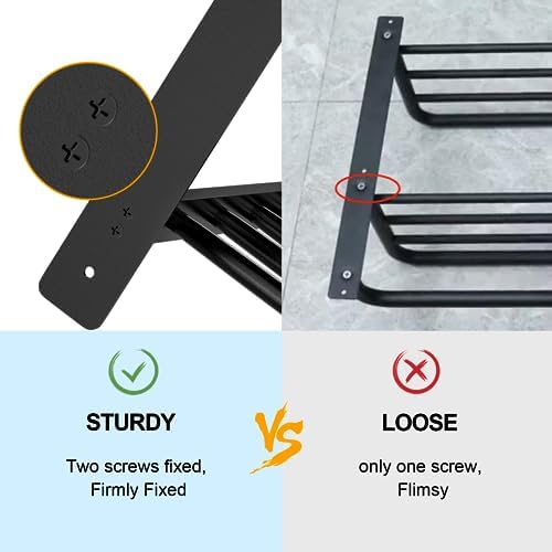 Bethom Bathroom Towel Rack with Bars, 16 Inch Towel Shelf, Matte Black - Image 2
