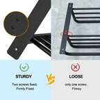 Bethom Bathroom Towel Rack with Bars, 16 Inch Towel Shelf, Matte Black - Image 2