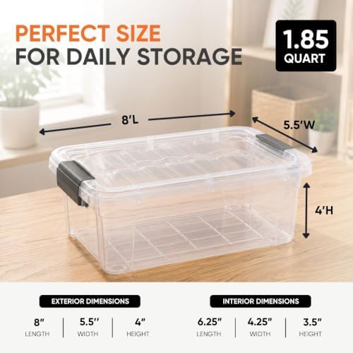 Superio 1.85 Quart Clear Plastic Storage Boxes with Lids, Stackable Organizer Containers, BPA-Free Storage Bins for Home, Office, School & Dorm, 18 Pack - Image 3