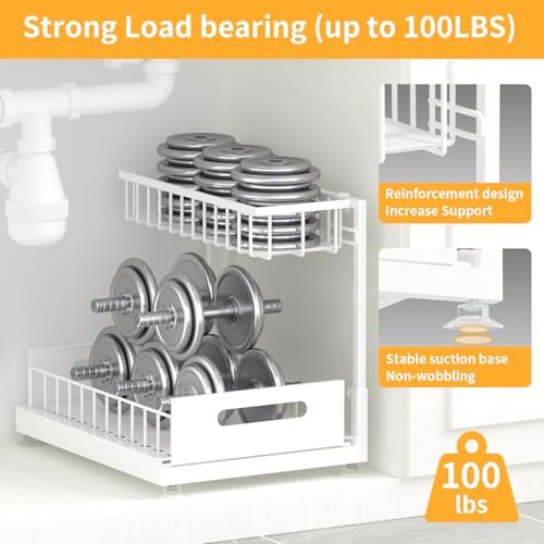 Saydear L-Shaped Under Sink Organizer, 2-Tier Pull-out Cabinet Rack 1-Pack - Image 4