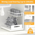 Saydear L-Shaped Under Sink Organizer, 2-Tier Pull-out Cabinet Rack 1-Pack - Image 4