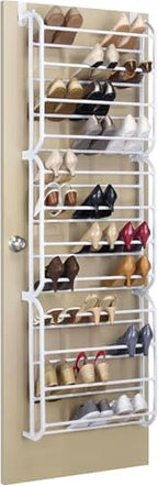 Whitmor 36 Pair Over The Door Shoe Organizer, 12 Tier Hanging Shoe Organizer, Heavy Duty Metal Shoe Holder, Hanging Shoe Rack for Closet Organizer & Storage, 72" L x 22.5" W x 7.5" H, White by Whitmor