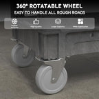 Plastic Utility Cart on Wheels, 40 x 17 Inch Rolling Service Cart-Gray - Image 3