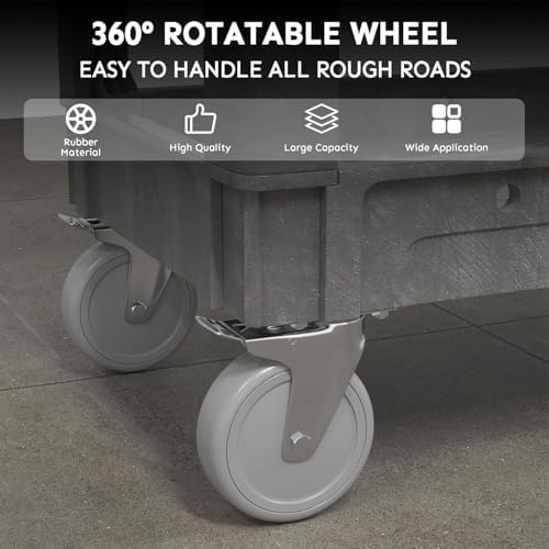 Plastic Utility Cart on Wheels, 40 x 17 Inch Rolling Service Cart-Gray - Image 3