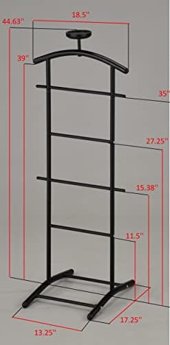 KB Designs - Suit & Tie Freestanding Valet Stand Clothing Organizer Rack, Black - Image 4