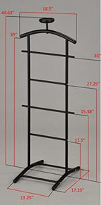 KB Designs - Suit & Tie Freestanding Valet Stand Clothing Organizer Rack, Black - Image 4