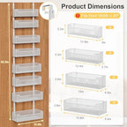 VyGrow Over the Door Organizer, 8-Tier Pantry Organizer with Fully Enclosed Mesh Baskets, Heavy-Duty Metal Hanging Spice Rack for Kitchen Bathroom Laundry Room, 2-in-1 Wall Mount or Door Mount, White - Image 3