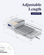 Kitsure Extendable Large Dish Drying Rack, 18.2"-25.7" L x 12.9" W, Sliver - Image 2