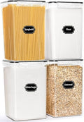 HKJ Chef 4 Pack Extra Large Airtight Food Storage Containers with Lids (6.5L / 220 oz), BPA Free Plastic Kitchen and Pantry Organization Contianers for Cereal Flour and Sugar Storage, Labels & Marker by HKJ+Chef