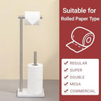 Hoooh Free Standing Toilet Paper Stand with Marble Base, Brushed Nickel - Image 3