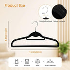 Velvet Clothing Hangers Slim Stackable Non-Slip Black Suit Hanger Space Saving Clothes Hanger Heavy Duty Adult Hangers with 360°Swivel Hook Pack of 20 - Image 3