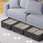 CYhom 3Pcs Under Bed Storage Bins with Metal Frame - Shoe Organizer for Closet with Clear Cover Oxford Fabric Sturdy Underbed Container Foldable Stackable Clothes Organizer (Black, 23.5x11.8x6.3) - Image 6