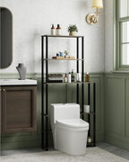 Over Toilet Shelf Organizer, 5-Tier Toilet Storage Rack with Side Racks Over The Toilet Stand for Bathroom Balcony Laundry, Grey/Black - Image 3