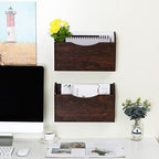 PAG-Mass Wall File Holder Wall Mounted Wood Hanging File Organizer for Office, 2 Pockets, Brown - Image 5