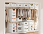 Homsorout Stackable Storage Drawers - Fabric Pull Out Organizer, White - Image 2
