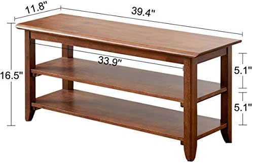 XKZG Shoe Rack Bench Wooden Shoe Storage Bench Entryway Bench, Brown, 39.4" - Image 2